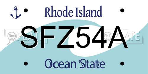 SFZ54A Rhode Island License Plate