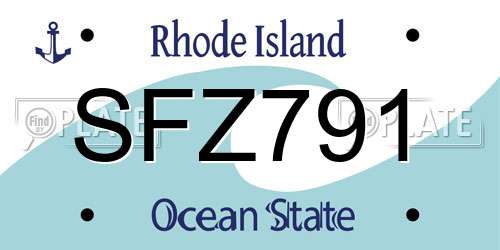SFZ791 Rhode Island License Plate