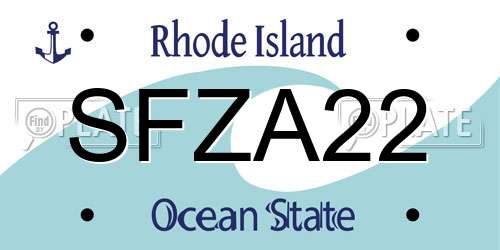 SFZA22 Rhode Island License Plate