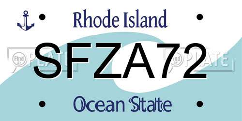 SFZA72 Rhode Island License Plate