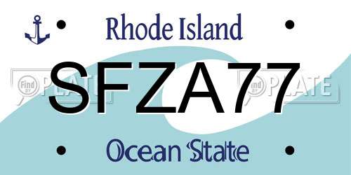 SFZA77 Rhode Island License Plate