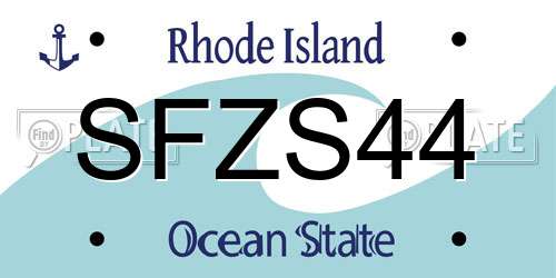 SFZS44 Rhode Island License Plate