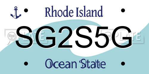 SG2S5G Rhode Island License Plate