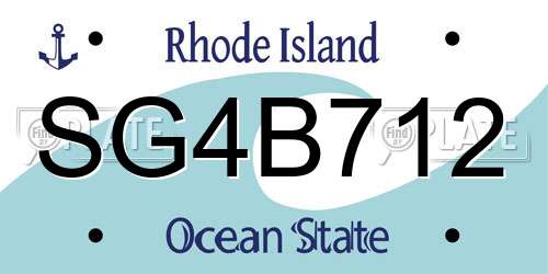 SG4B712 Rhode Island License Plate