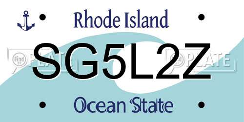 SG5L2Z Rhode Island License Plate