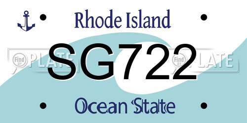 SG722 Rhode Island License Plate