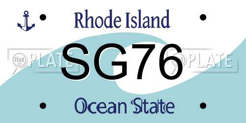 SG76 Rhode Island License Plate