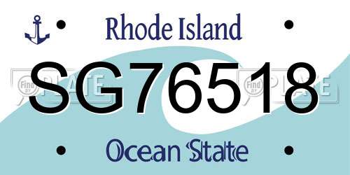 SG76518 Rhode Island License Plate