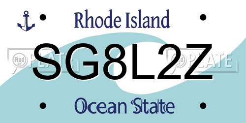 SG8L2Z Rhode Island License Plate
