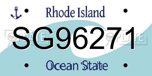 SG96271 Rhode Island License Plate
