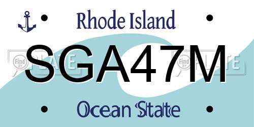 SGA47M Rhode Island License Plate