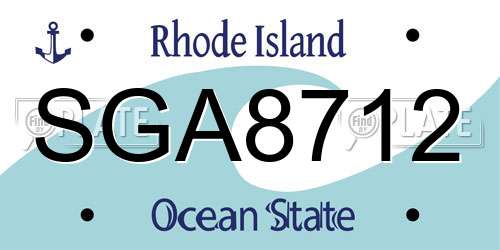 SGA8712 Rhode Island License Plate