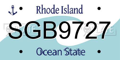 SGB9727 Rhode Island License Plate
