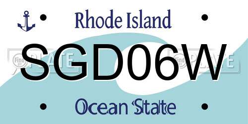 SGD06W Rhode Island License Plate
