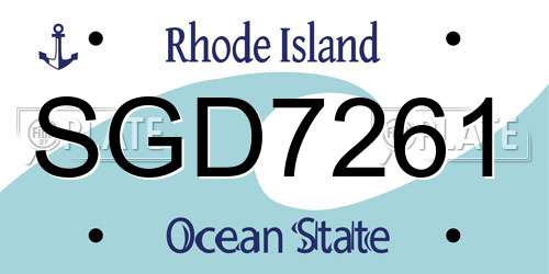 SGD7261 Rhode Island License Plate
