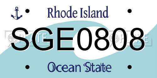 SGE0808 Rhode Island License Plate