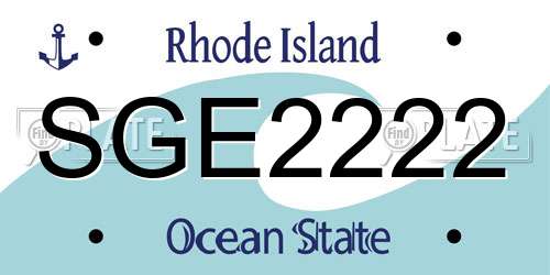SGE2222 Rhode Island License Plate