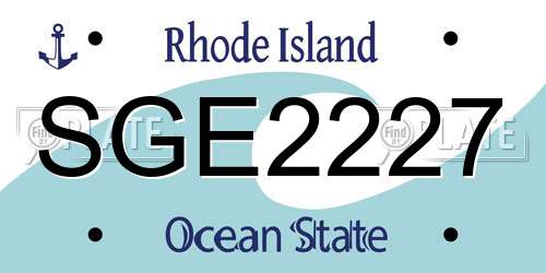 SGE2227 Rhode Island License Plate