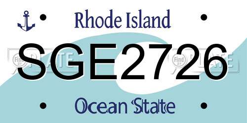 SGE2726 Rhode Island License Plate