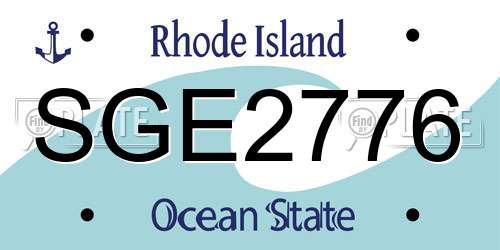 SGE2776 Rhode Island License Plate