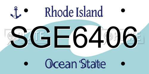 SGE6406 Rhode Island License Plate