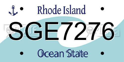 SGE7276 Rhode Island License Plate
