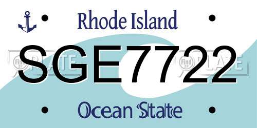 SGE7722 Rhode Island License Plate