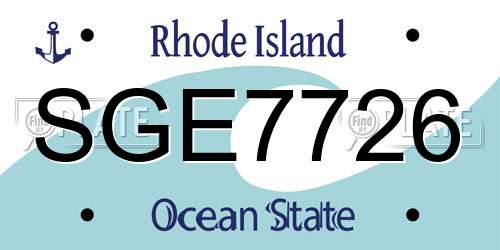 SGE7726 Rhode Island License Plate