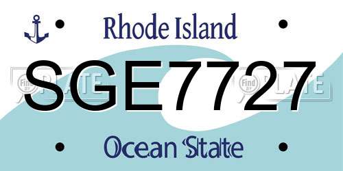 SGE7727 Rhode Island License Plate