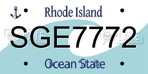 SGE7772 Rhode Island License Plate
