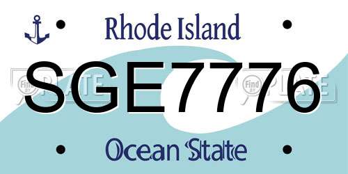 SGE7776 Rhode Island License Plate