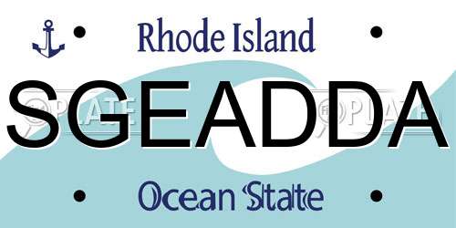 SGEADDA Rhode Island License Plate