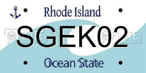 SGEK02 Rhode Island License Plate