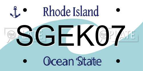 SGEK07 Rhode Island License Plate