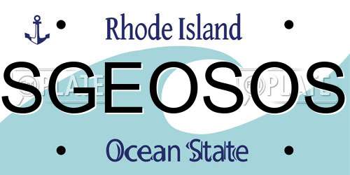 SGEOSOS Rhode Island License Plate