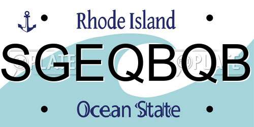 SGEQBQB Rhode Island License Plate