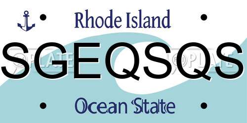SGEQSQS Rhode Island License Plate