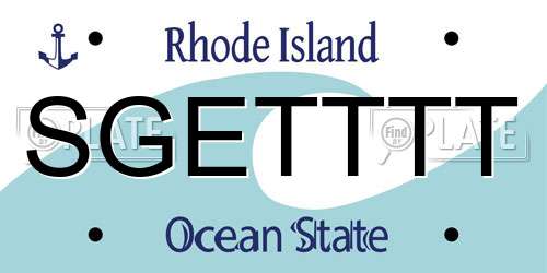 SGETTTT Rhode Island License Plate