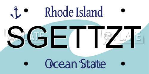 SGETTZT Rhode Island License Plate