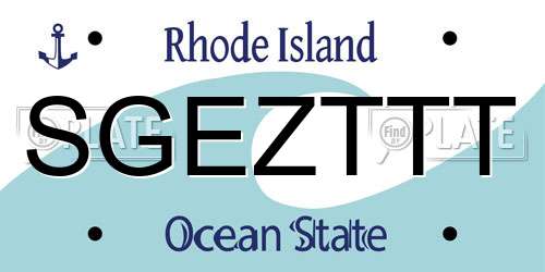 SGEZTTT Rhode Island License Plate