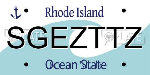 SGEZTTZ Rhode Island License Plate