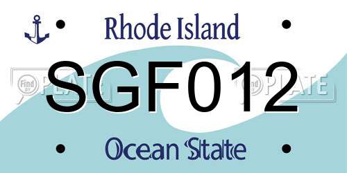 SGF012 Rhode Island License Plate