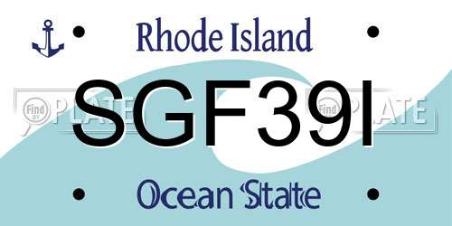 SGF39I Rhode Island License Plate
