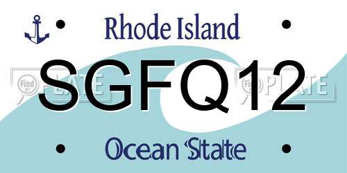 SGFQ12 Rhode Island License Plate