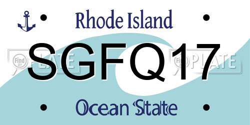 SGFQ17 Rhode Island License Plate