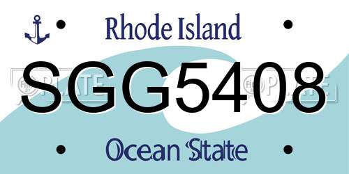 SGG5408 Rhode Island License Plate