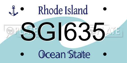 SGI635 Rhode Island License Plate