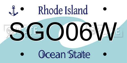 SGO06W Rhode Island License Plate