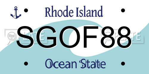 SGOF88 Rhode Island License Plate