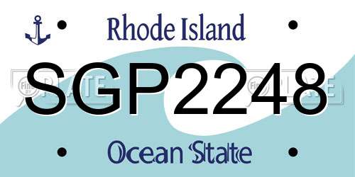 SGP2248 Rhode Island License Plate